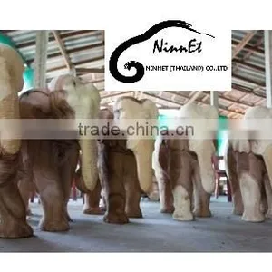 Wood Carved Elephant From Thailand thumbnail-1