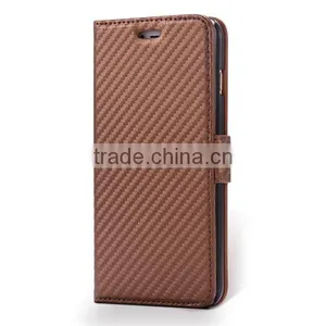 High Quality Carbon Fiber Pattern Wallet Flip Stand Leather Mobile Phone Case For IPhone 6S thumbnail-2