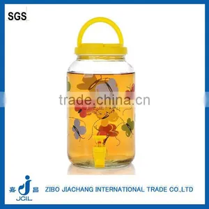Big Capacity 3L Clear Cold Drink Glass Dispenser Jar With Colored Plastic Lids thumbnail-2