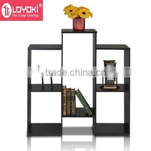 Staggered Cube Bookcase With 6 Shelves Original Design Display Shelf Home Furniture Wood Book Rack thumbnail-1