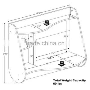 MDF Wood Wall Amount Desk Multiple Functions Home Furniture Wooden Desk Floating Computer Desk Wall Mounted Table thumbnail-4