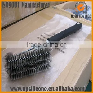 Triple Grill Brush ,BBQ Cleaning Tool Stainless Steel Plastic Handle Brush thumbnail-5