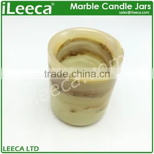 Nature Marble Stone Candle Jar With Various Colors Copper Lid thumbnail-5