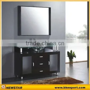 Wooden Bathroom Vanity With Glass Tops thumbnail-1