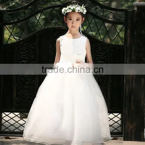 2015 New ! Wedding Flower Girl Dresses White Princess Tutu Dress for Ceremonies Birthday Party Children's Clothing Girls Dress thumbnail-2