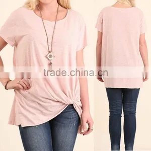 Short Kaftan Tops Women Cotton Polyester Basic Short Sleeve Side Knot SCRUNCHED TOP thumbnail-1