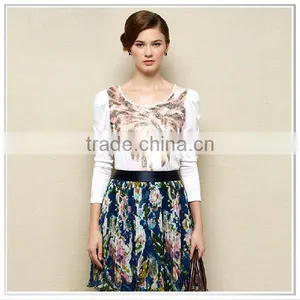 Customized 2015 New Design Digital Printing Silk Georgette Dresses Skirt thumbnail-1