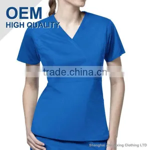 ZX OEM ODM Scrubs Wholesalemedical Scrubs ChinaGrey Nurse Scrub Suit With Tagless Neck thumbnail-3