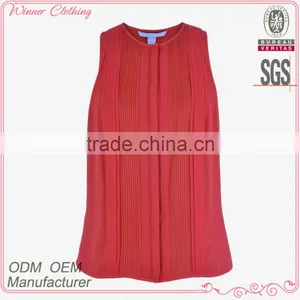 Fashion Polyestersleeveslss Raceful Pleats Direct Manufacturer High Quality Pants and Blouses Set thumbnail-1