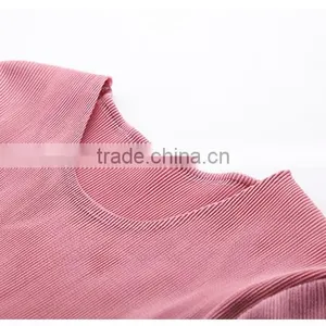 Plain Solid Color Woman Knee Length Folding Dress With Mesh thumbnail-5