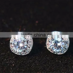 Micro Pave Setting 925 Sterling Silver Jewelry Square Earrings thumbnail-1