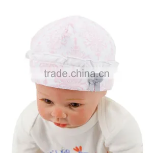 Retail Baby Product Beanie Stripe Flower Infant Cotton Knitted Baby Thick Hat For Girl thumbnail-1