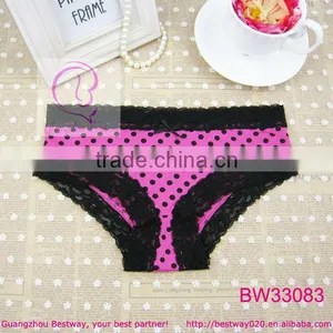 Costume Polka Dot Panties Printed Black Dot Polka With Black Lace & Bow Panties thumbnail-1