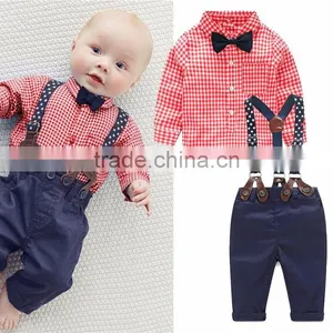 Plaid Shrit and Overalls Newborn Baby Clothing Set With Infants and Toddlers Direct From Manufacturer Clothing thumbnail-1