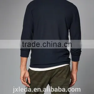 Fashion 100% Cotton Cheap Custom Printed T-shirt Long Sleeve Men Plain t Shirt Tall Tee With a Quarter Zipper Front Neckline thumbnail-4