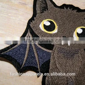Custom High Quality Embroidered Black Cat Patch for Clothes Embroidery Patch Made in China Choose Size/color thumbnail-2