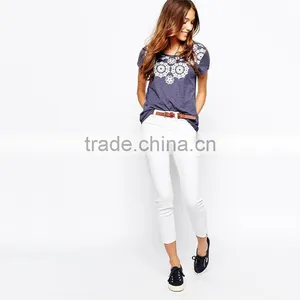 Girls Round Neck Lace Rosette Printed 100 Percent Cotton t Shirts thumbnail-4