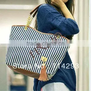 2015 Fashion New Women's Canvas Tote Zipper Bag With Tassel Heavy Standard Size Canvas Tote Bag 3998 thumbnail-1