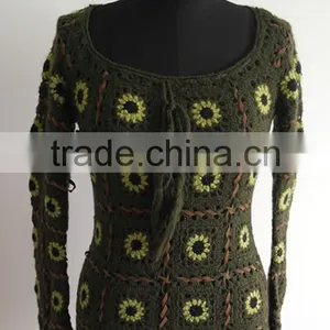 New Ladies Crochet Flower Sweater thumbnail-1