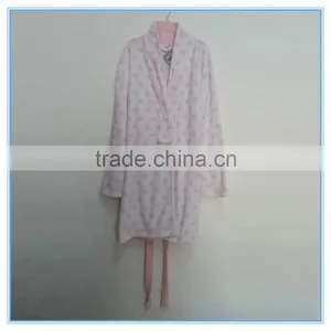 Flannel Bath Robes Soft Coral Fleece Terry Dot Printing Bathrobes, Fluffy Bathrobe, Lady's Gown Dresses Polyester Pajamas thumbnail-1