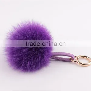 Myfur Custom Beautiful Colors Large Fox Fur Ball Phone Pendant Fox Fur Pompom Key Chain thumbnail-3