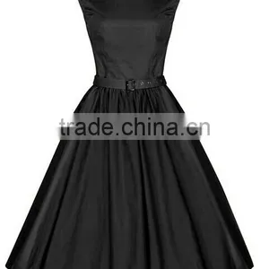 Walson Wholesale Hot New Summer Women Casual Dresses Retro Party Robe Rockabilly 50s Black Vintage Dress thumbnail-2