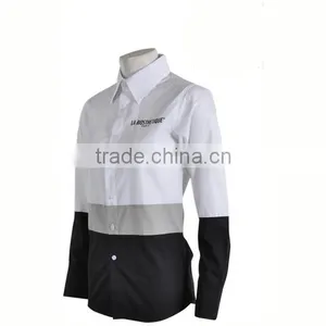 Wrinkle Free CVC Fabric Custom Designer Logo Printing for Men White Short Sleeve Shirt thumbnail-2