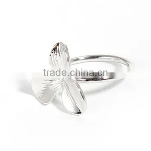Copper Unadjustable Rings Silver Tone Leaf thumbnail-1