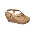 Comfortable PU Material Beige Ladies Wedge Sandals With 9.5cm Heels thumbnail-1