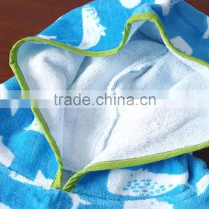 100 Cotton Reactive Print Hooded Poncho Towels for Kids thumbnail-1