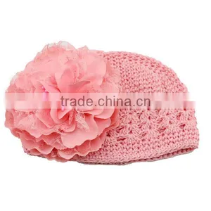 Fashion Cheap Fancy Baby Crochet Hat With Pretty Flower thumbnail-5