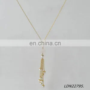 Rose Quartz and Pearls Pendant Necklace Fashion Gold Necklace Jewelry thumbnail-4