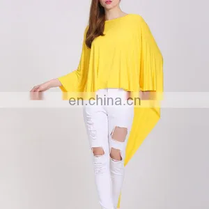 Latest Fashion Long Top Dolman Sleeve Design Short Front Long Back Top thumbnail-3