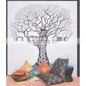 Twin Tree Of Life - Tie Dye Staggering Indian Tapestry Throw Bedspread thumbnail-1