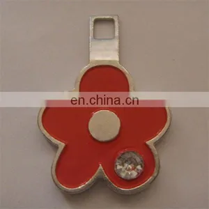 Flower Shaped Metal Puller With a Crystal for Clothes,lead Free Nickle Free Metal Button thumbnail-1