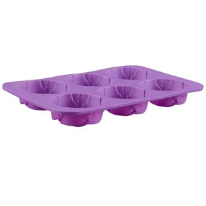 Free Sample Food Grade Heat Resistant Nontoxic Silicone Cake Mould Baking Mousse Pudding Mould Tool Rose Shape 6 Holes thumbnail-1
