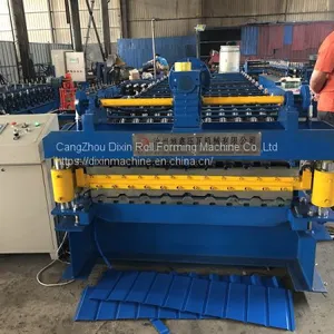 Export to Poland 1080 Trapezoidal Double Layer Roll Forming Machine With Post Guide Cutting thumbnail-2
