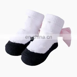 2020 New Socks Beaded Newborn Shoes and Socks Shape Pink Bow Baby Socks thumbnail-1