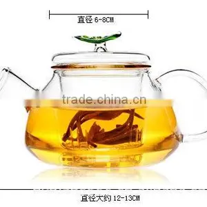 400ml Glass Teapot With Infuser,green Leaf thumbnail-1