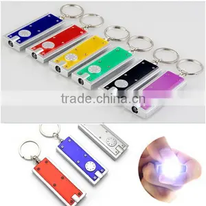 Promotional Logo Printed Rectangle LED Flashlight Keychain Quality Choice thumbnail-1