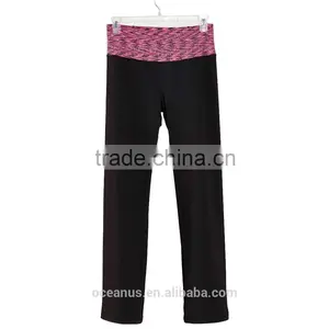 Poly/Nylon/Spandex Two Tone Jersey Ladies Yoga Pants thumbnail-1