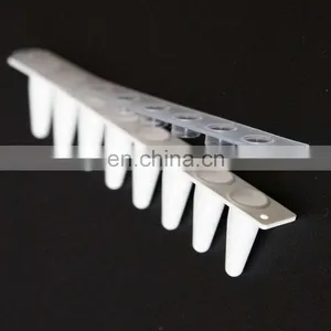 Laboratory 8 Strips 0.1ml Micro Centrifuge White 0.2ml 8-strip PCR Tubes With Flat Cover thumbnail-1