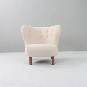 2022 the Most Popular and Comfortable Petra Chair in Sheepskin Covering High End Wood Furniture Chairs thumbnail-1