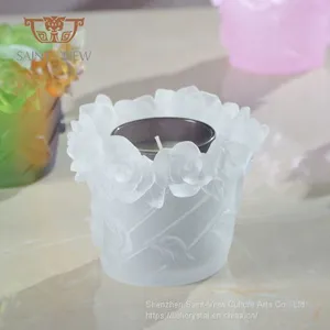 Crystal Glass Rose Flower Votive Tealight Candle Holder For Baby Shower Giveaways thumbnail-1