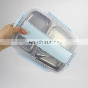 New Arrival 3 Grid Stainless Steel Spoon And Chopsticks Tiffin Lunch Box thumbnail-2