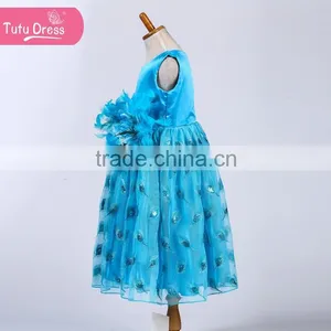 The Sky Blue Princess Dress for Girls Peacock Tutu Dress thumbnail-3