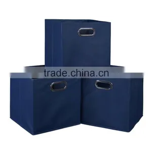Non-woven Foldable Fabric Storage Bins Cubes Drawers With 2 Metal Handles thumbnail-1