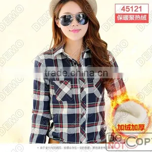 Fashion Casual Yarn-dyed Plaid Long-sleeve Ladies' Shirt thumbnail-2