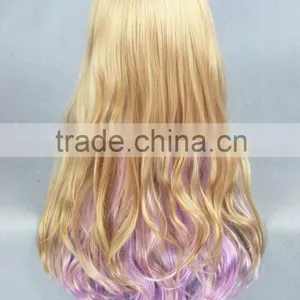 High Quality 65cm Medium Long Wave Blond&Purple Color Mixed Lolita Wig Synthetic Anime Wig Cosplay Hair Wig Party Wig thumbnail-4