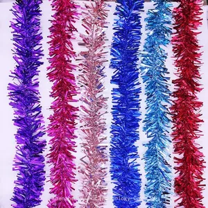 Factory-Supplied 2m Thick Stripe Tinsel Garlands - Three-Layer for Weddings & Christmas Decor thumbnail-4